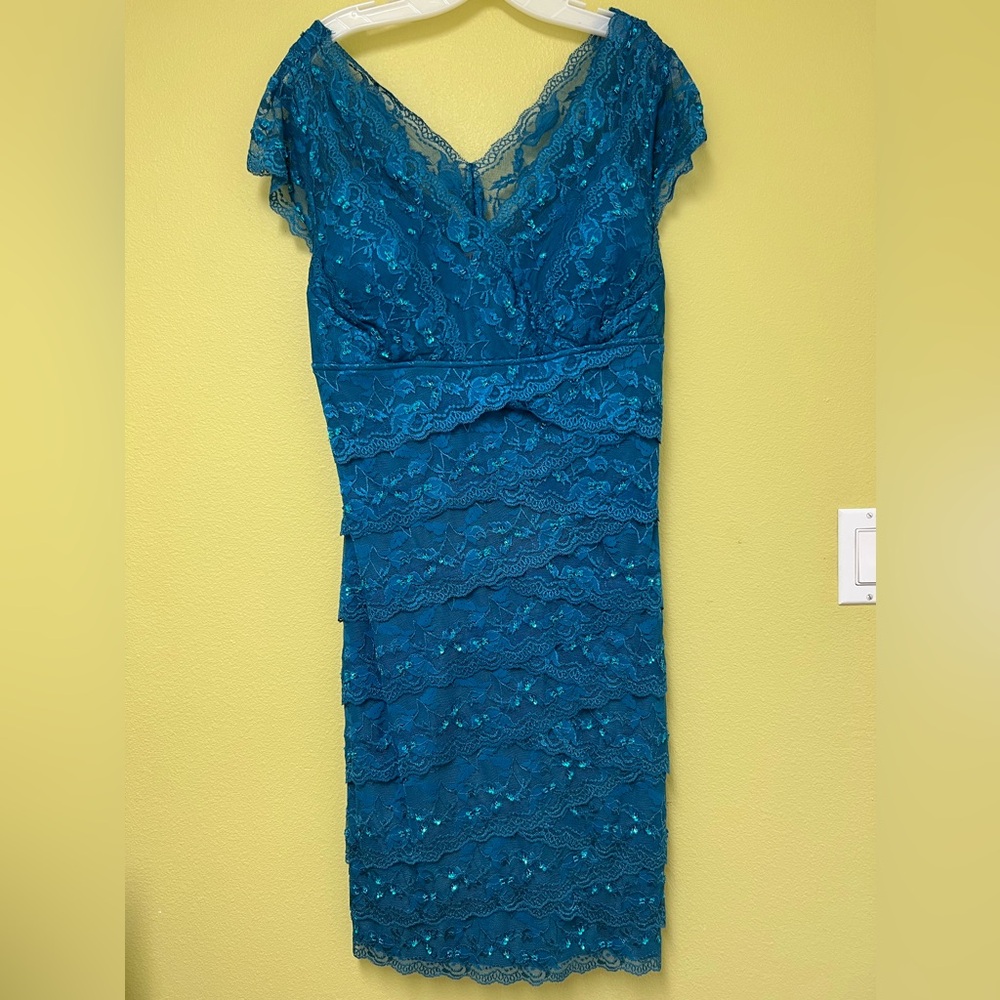 May Queen Teal Lace Midi Dress